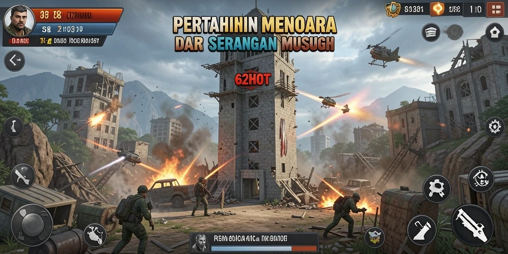 Gameplay menegangkan dalam Tower Defense 62HOT yang seru.