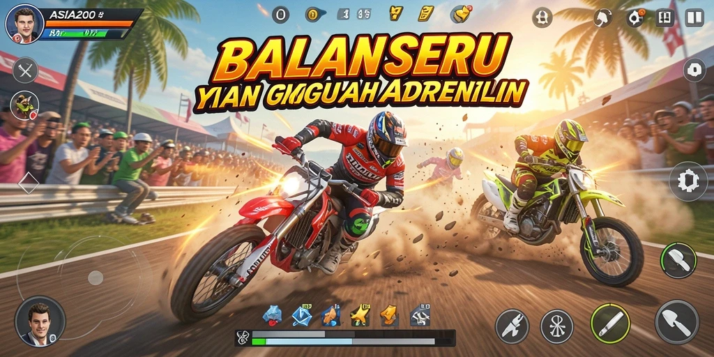 Tampilan gameplay balapan yang mendebarkan dalam ASIA200.