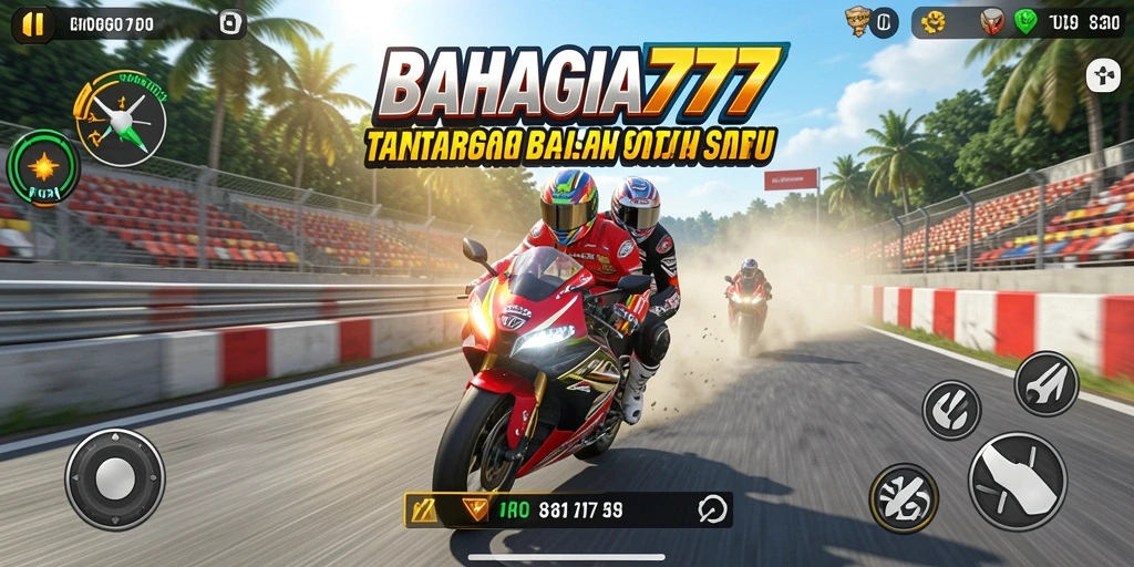 Tampilan menegangkan saat balap motor di BAHAGIA777.