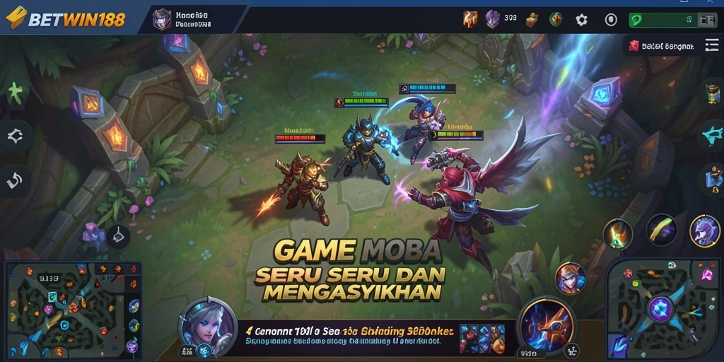 Screenshot menunjukkan aksi seru dalam game MOBA BETWIN188.