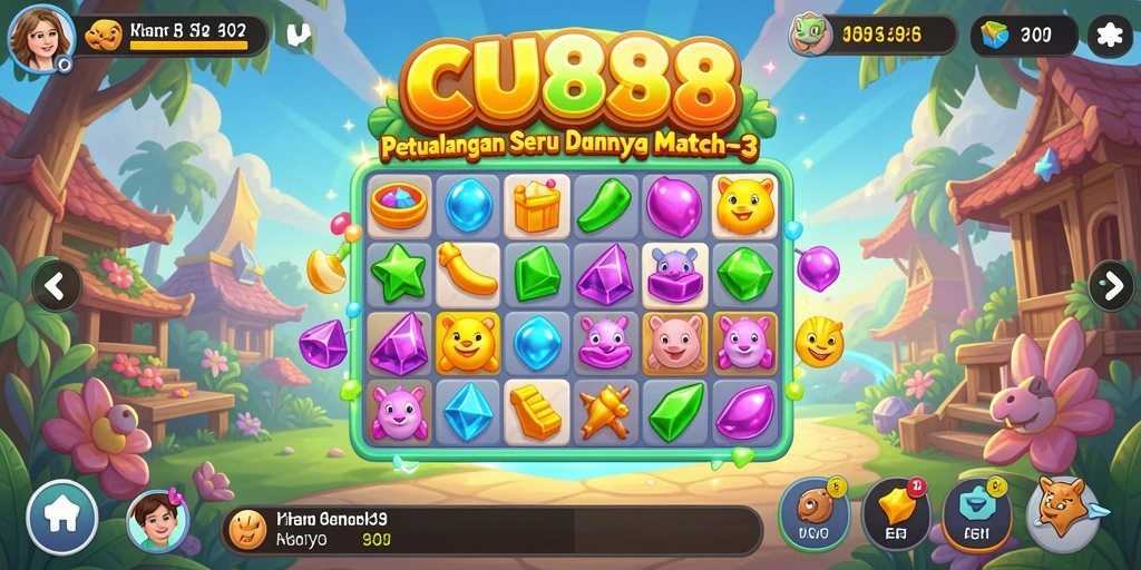 Gameplay seru dan penuh warna dalam CU888 Match-3.
