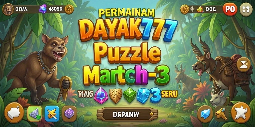 Screenshot gameplay DAYAK777 menampilkan momen seru mencocokkan objek.