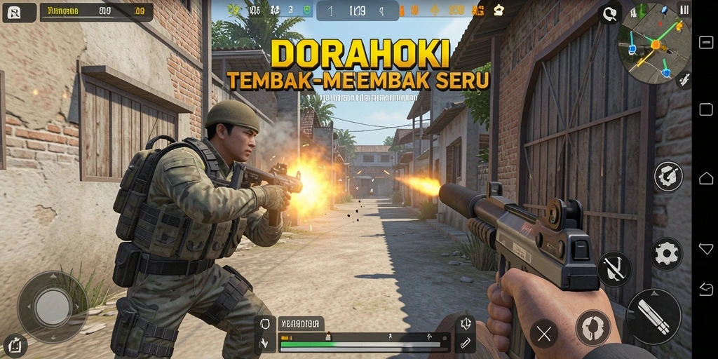 Tampilan gameplay DORAHOKI yang seru dan mendebarkan.