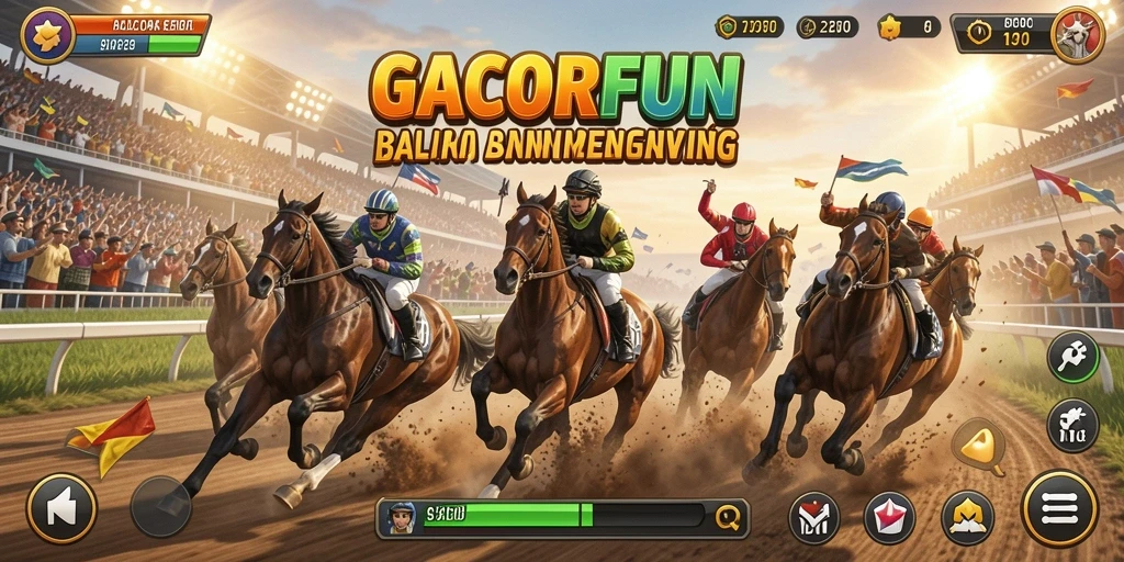 Screenshot gameplay GACORFUN menampilkan balapan seru dan adrenalin tinggi.