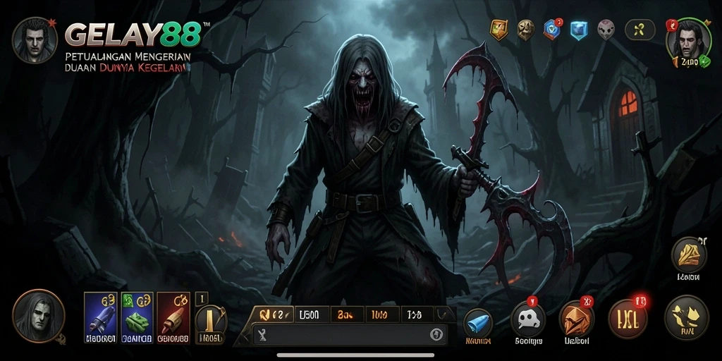 Tampilan gameplay menyeramkan yang menggambarkan momen ketegangan di GELAY88.
