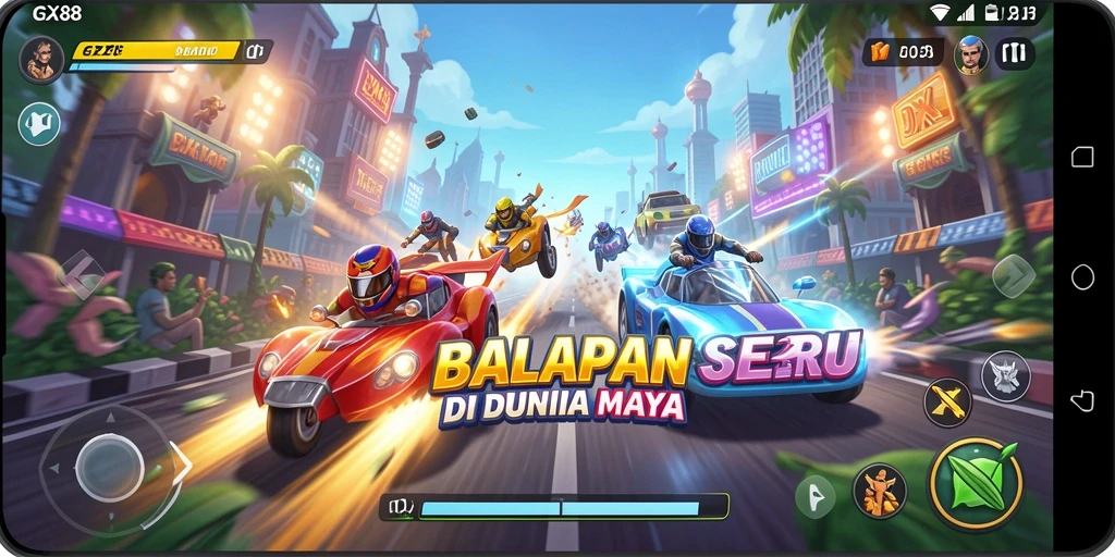 Screenshot utama dari gameplay Racing GX88 yang memukau.