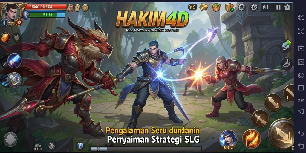 Screenshot utama HAKIM4D menampilkan gameplay menarik dalam strategi SLG.
