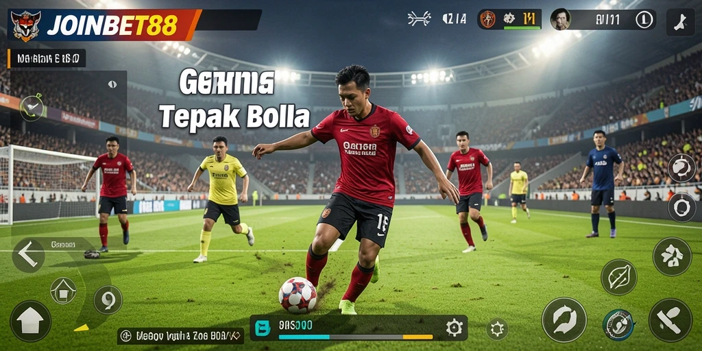 Screenshot utama JOINBET88 menampilkan aksi pertandingan sepak bola yang mendebarkan.