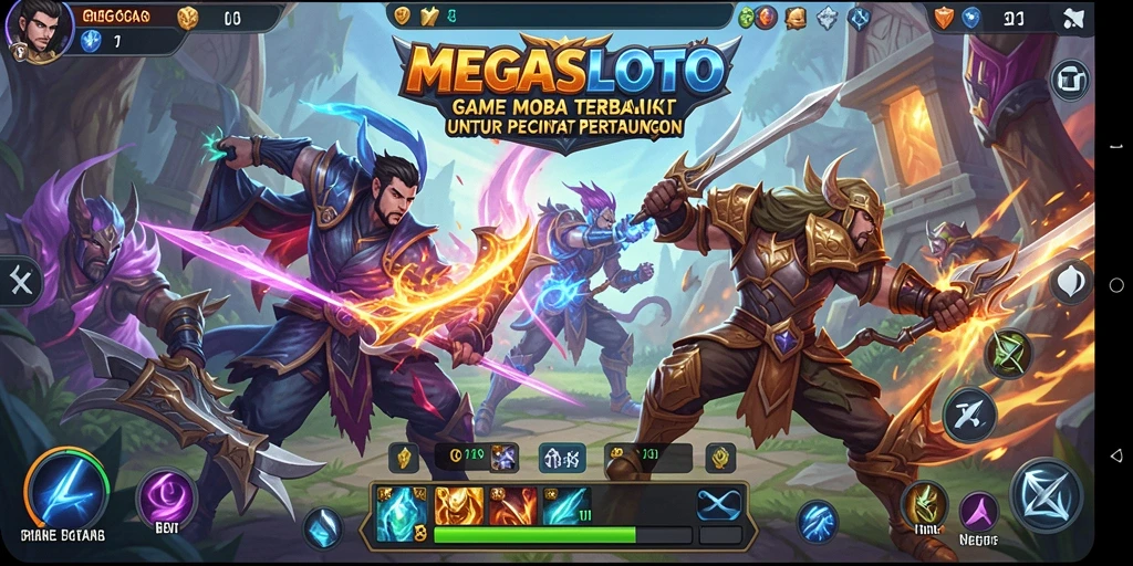 Tampilan seru dari gameplay MOBA di MEGASLOTO.