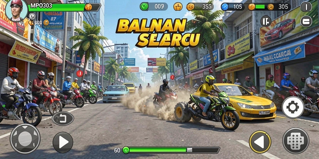 Screenshot MPO303 menampilkan mobil balap dengan latar belakang trek menantang.