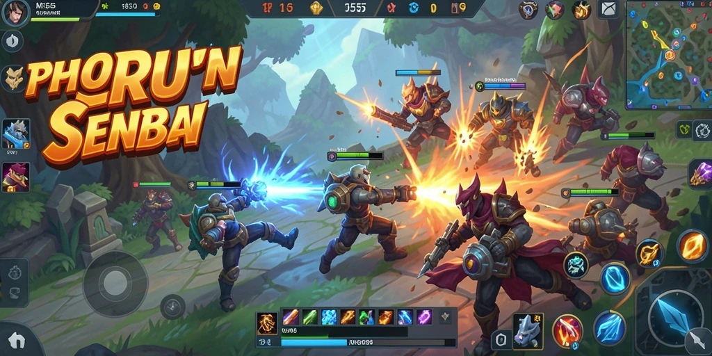 Screenshot gameplay MPO555 yang menampilkan aksi pertarungan seru di arena MOBA.
