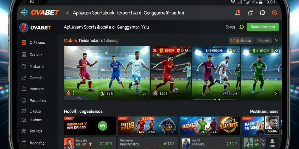 Screenshot tampilan antarmuka aplikasi OVABET untuk taruhan olahraga.