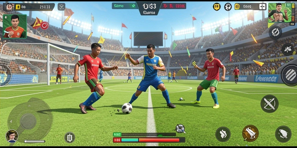 Tampilan gameplay seru dalam S13 dengan aksi olahraga yang mendebarkan.