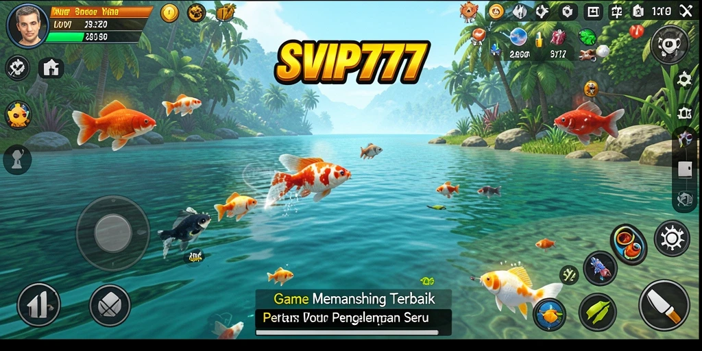 Screenshot gameplay SVIP777 yang menunjukkan keseruan memancing ikan.