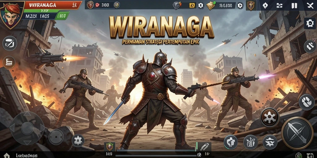 Tampilan gameplay seru dalam WIRANAGA yang strategis.